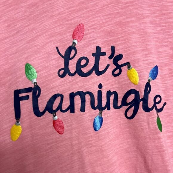 SALE Cozy Zoe Let's Flamingle Long Sleeve Pajama Top Pink Size Large - Picture 2 of 5